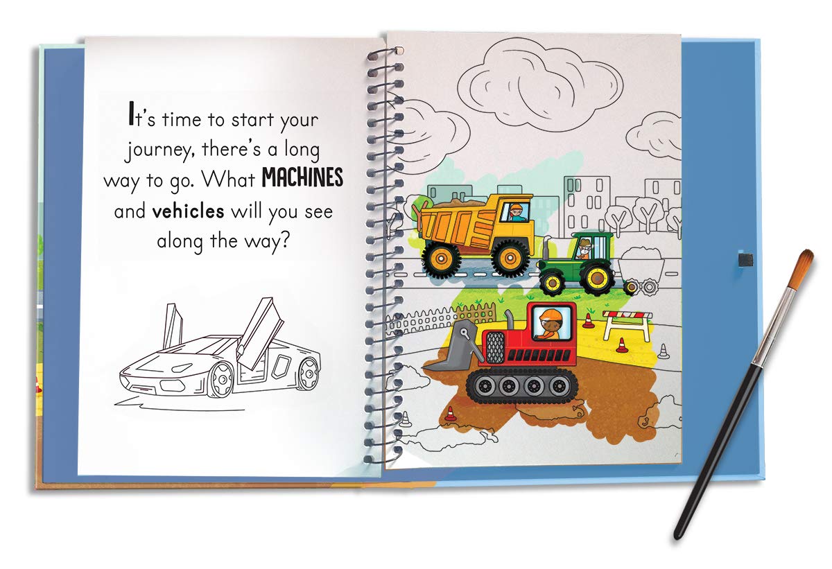 wheels and steel - machines (magic water colouring)