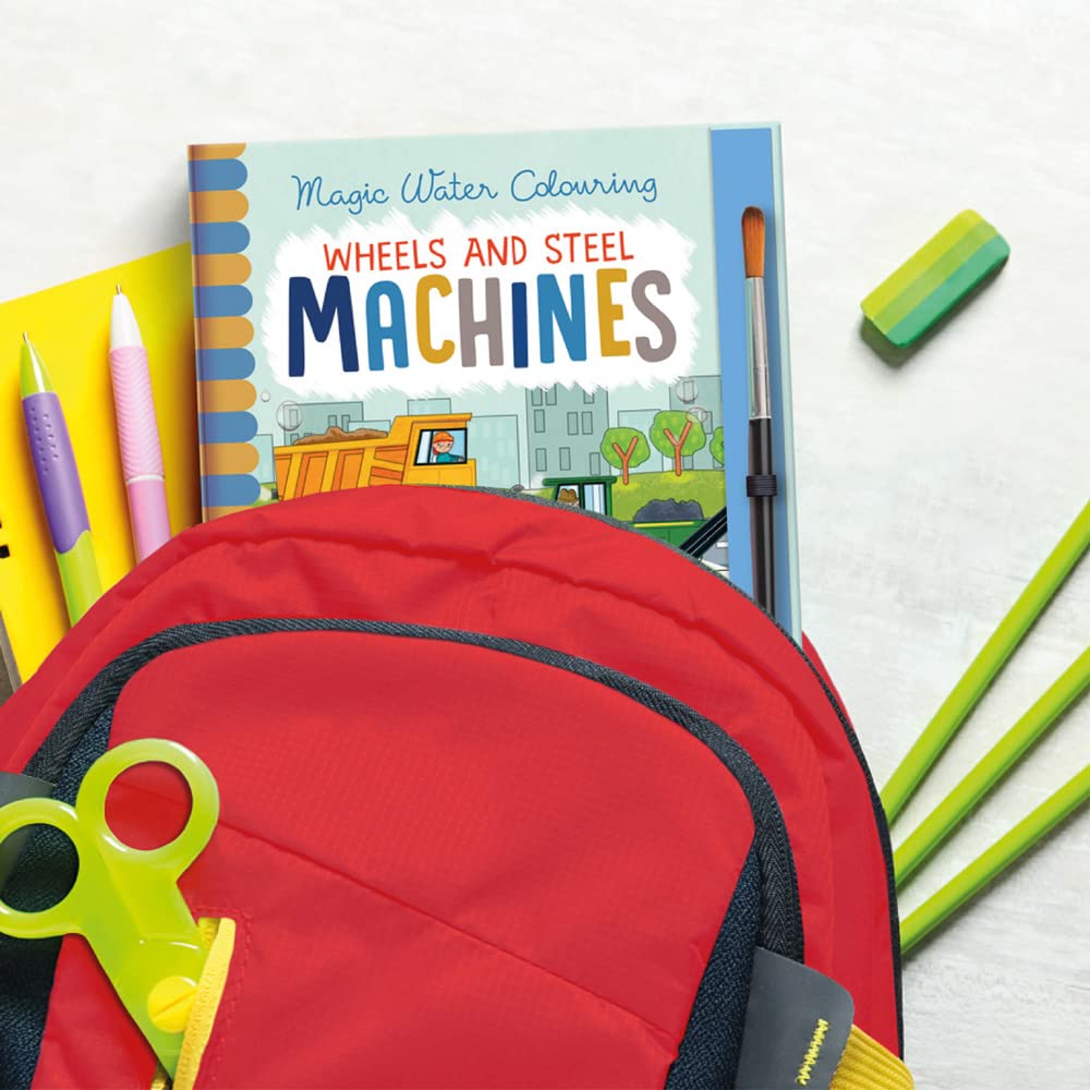 wheels and steel - machines (magic water colouring)