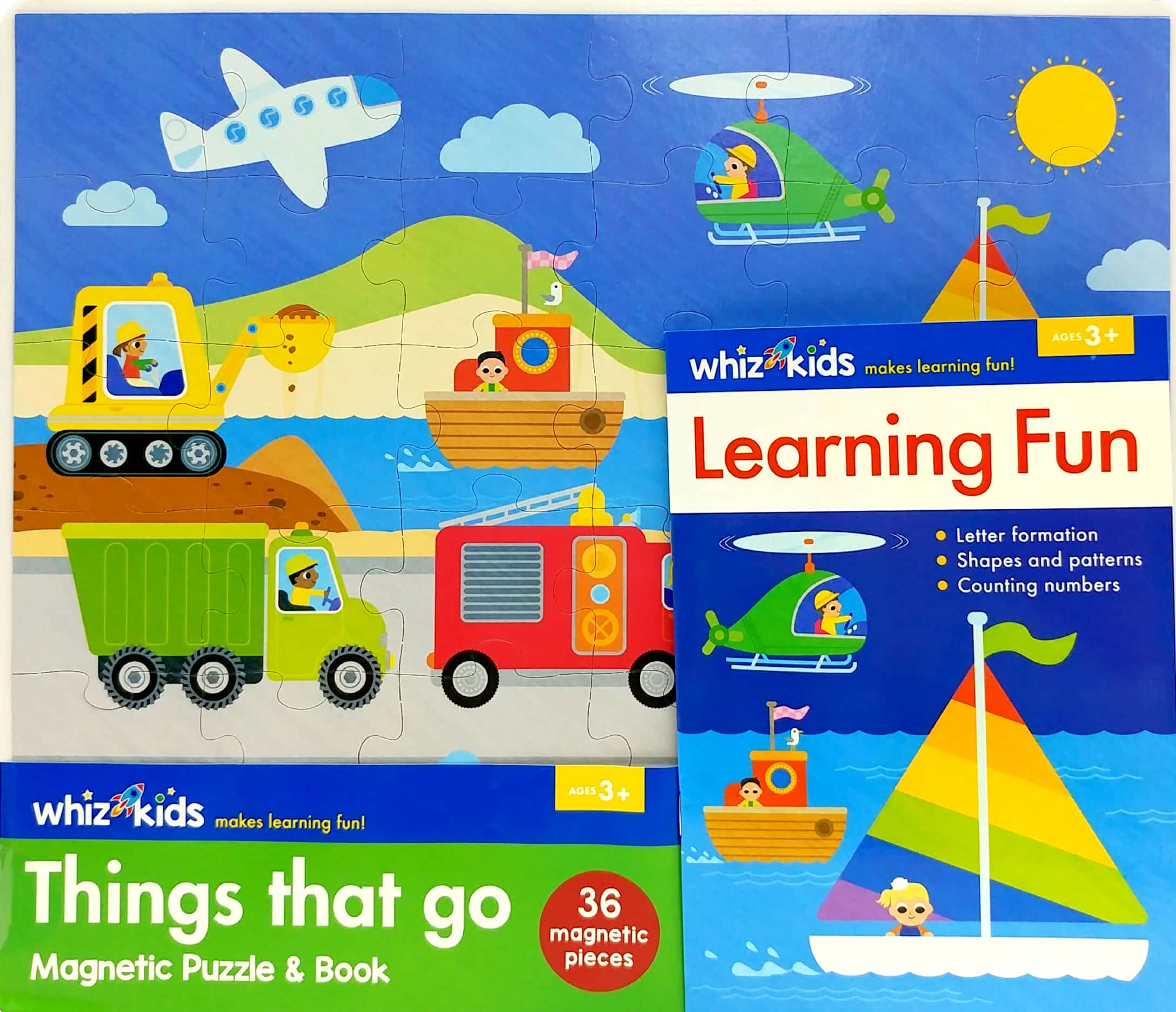 whiz kids magnetic puzzle and book - things that go