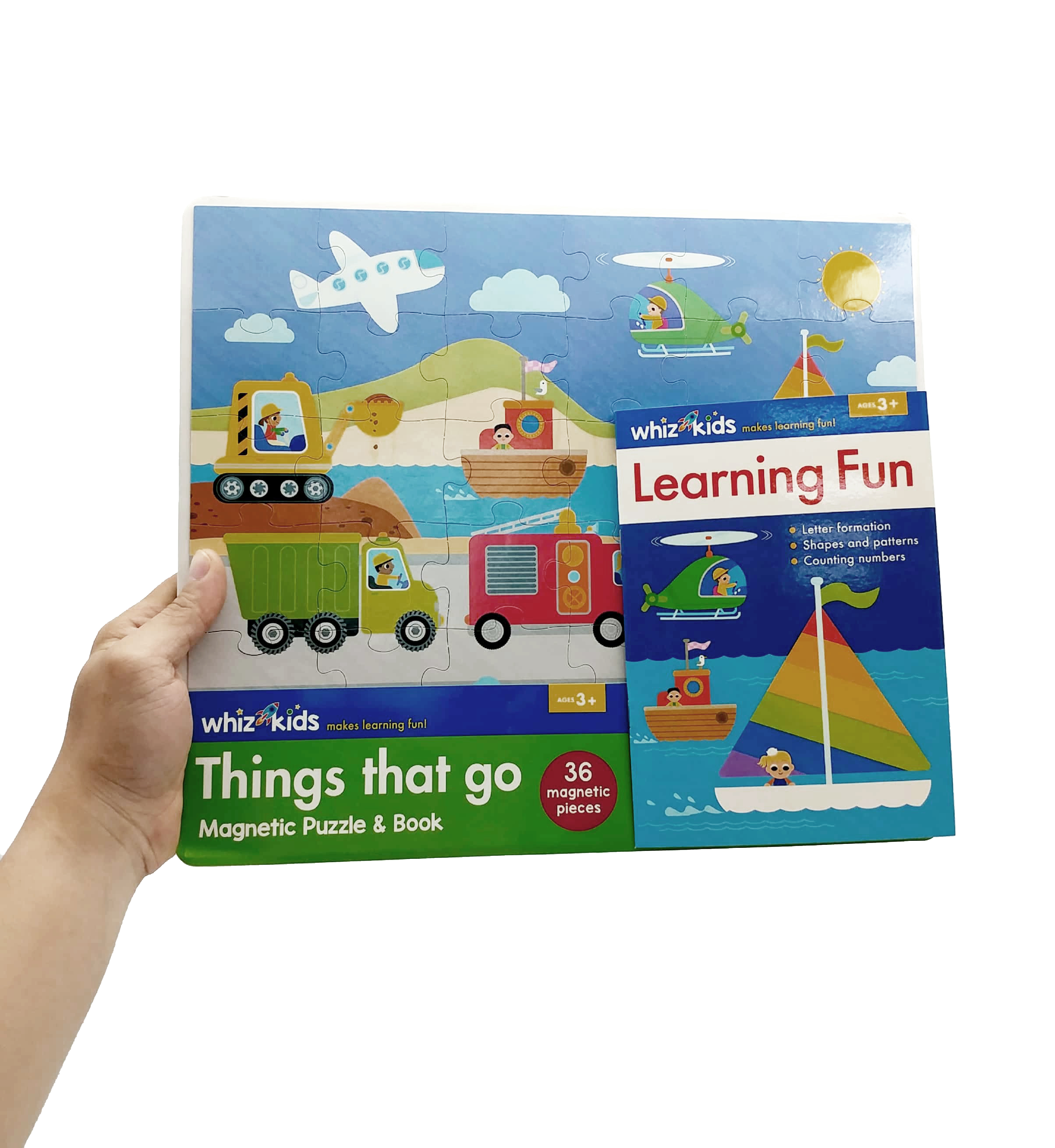 whiz kids magnetic puzzle and book - things that go