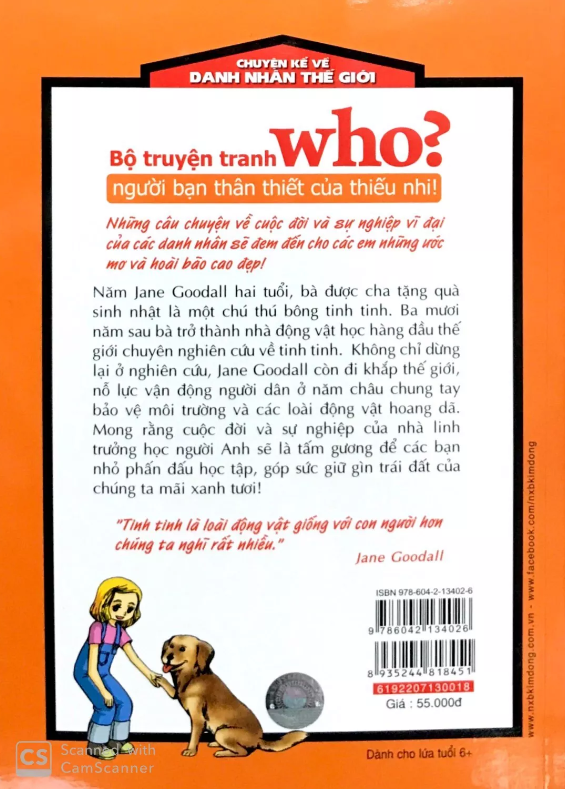 who? chuyện kể về danh nhân thế giới - jane goodall (tái bản 2019)