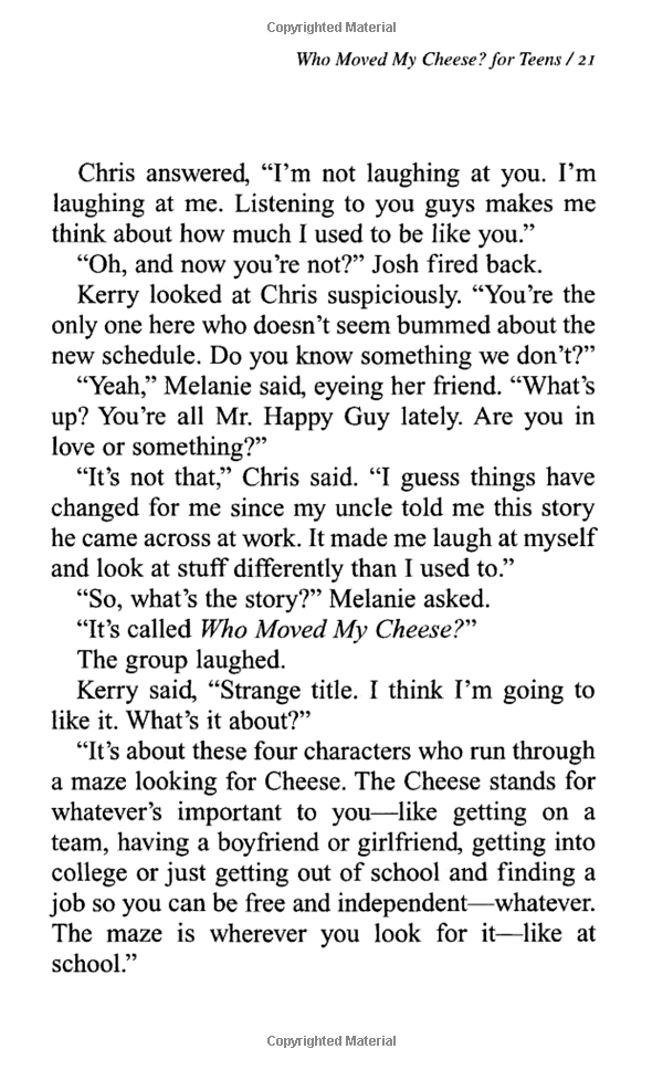 who moved my cheese for teens