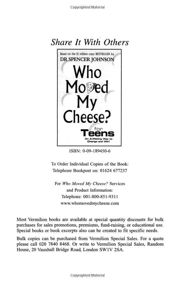 who moved my cheese for teens