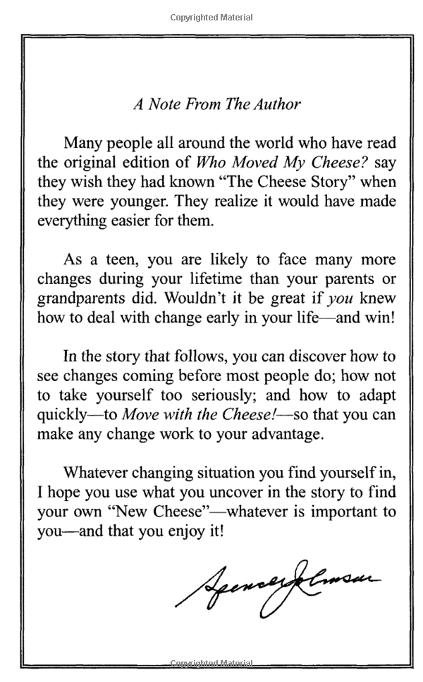 who moved my cheese for teens