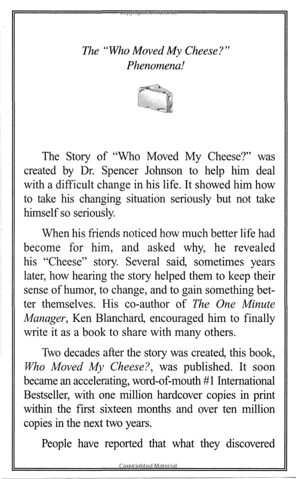 who moved my cheese for teens