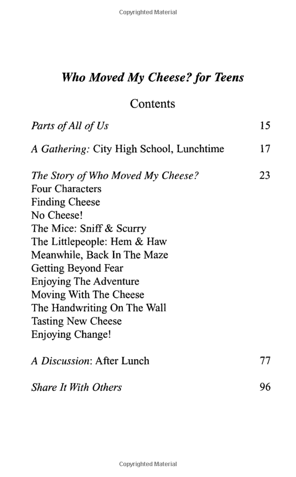 who moved my cheese for teens