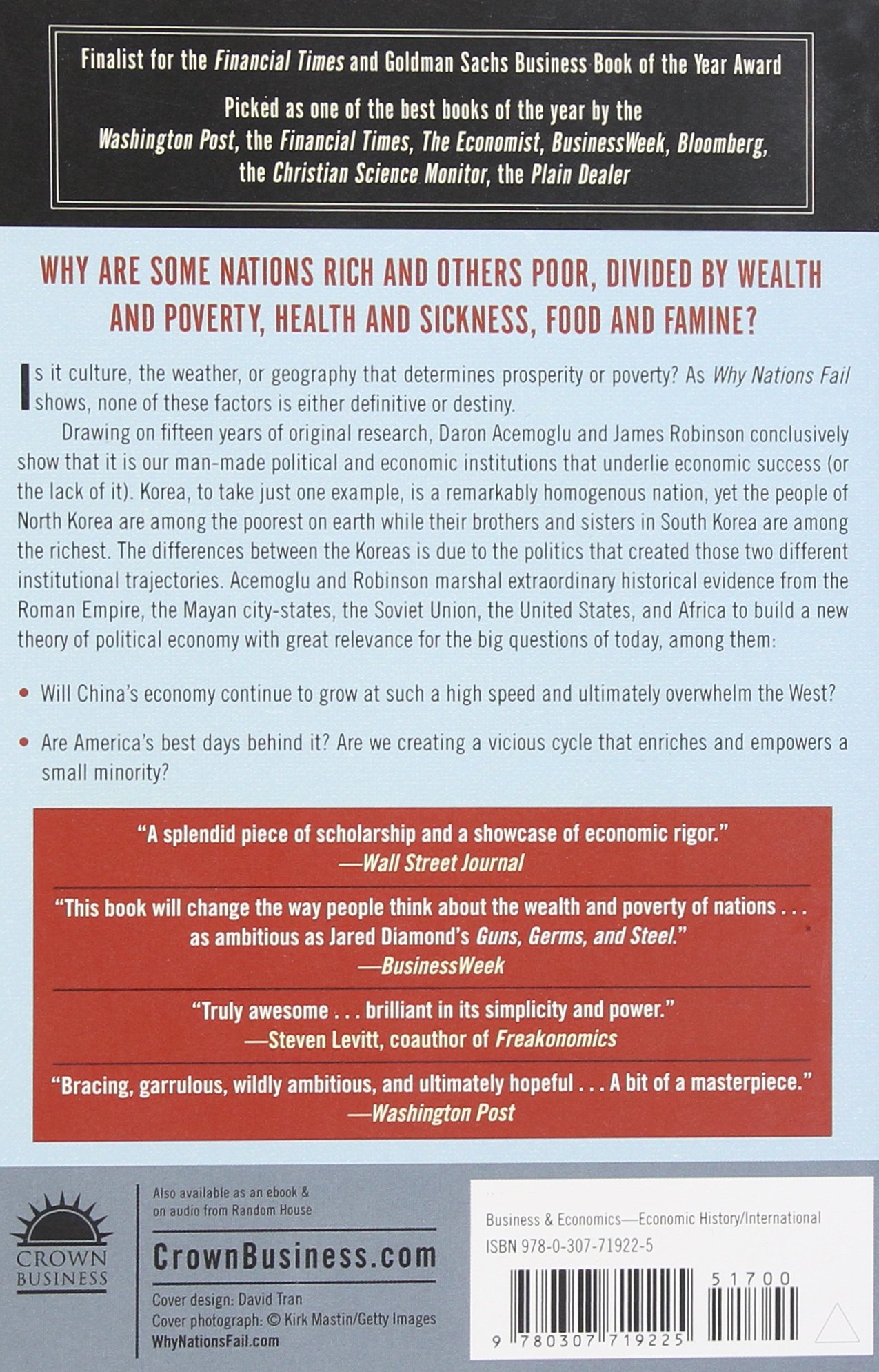 why nations fail : the origins of power, prosperity, and poverty