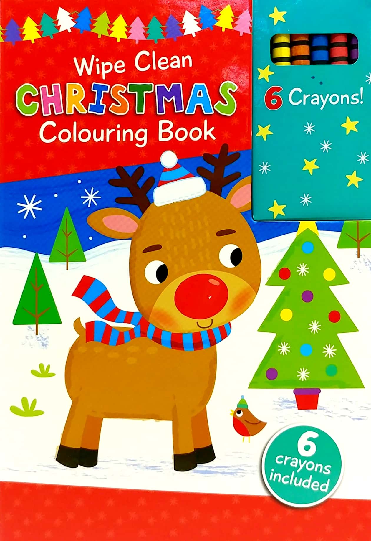 wipe clean colouring books - rudolph