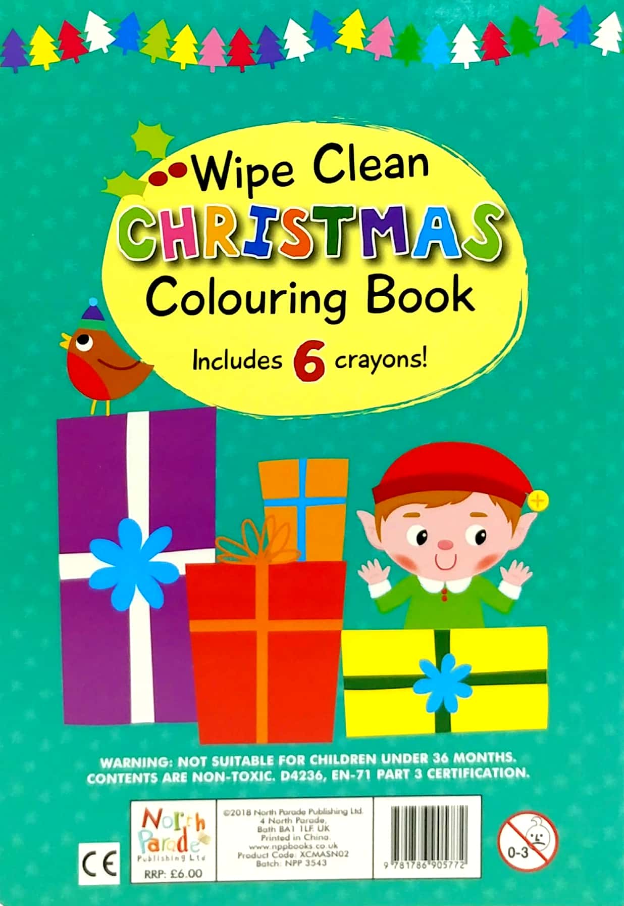 wipe clean colouring books - rudolph