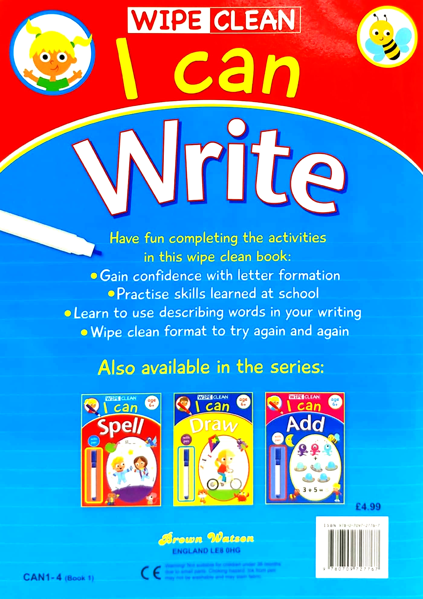 wipe clean: i can write - book with pen