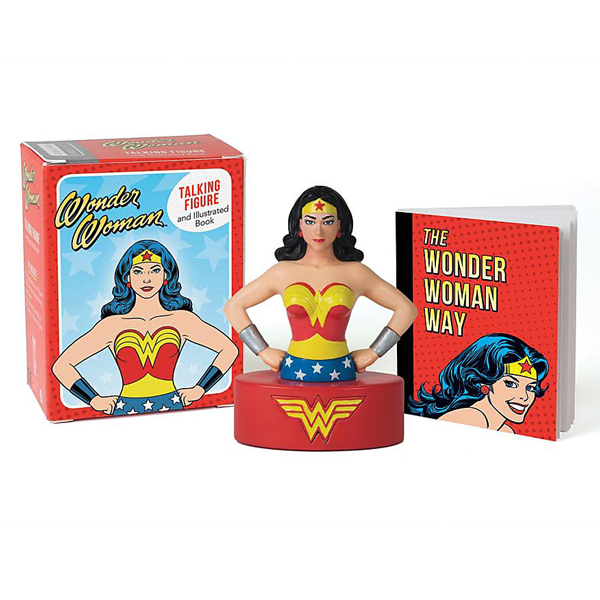 wonder woman talking figure and illustrated book