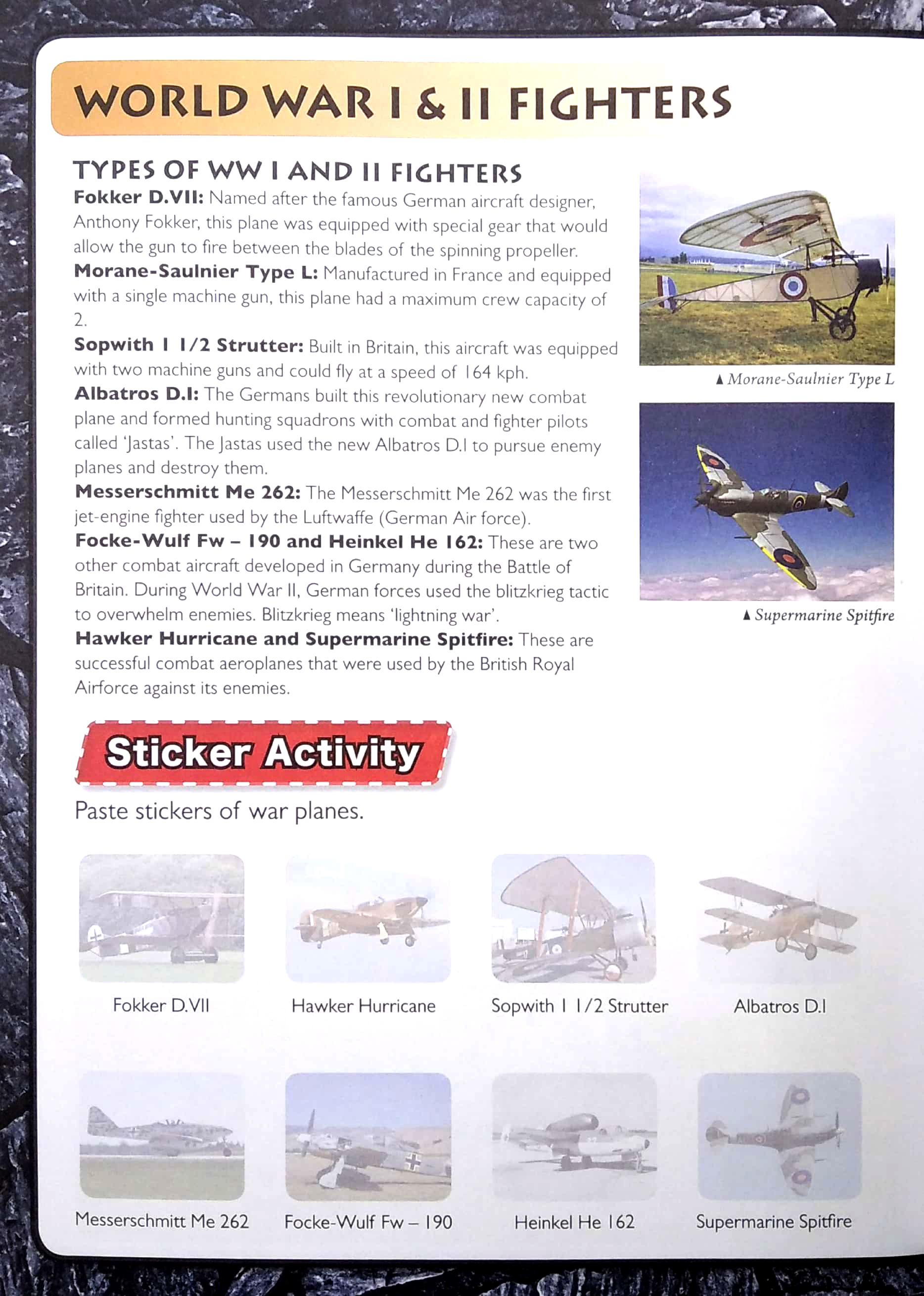 wonders of learning - sticker book - discover combat aircraft
