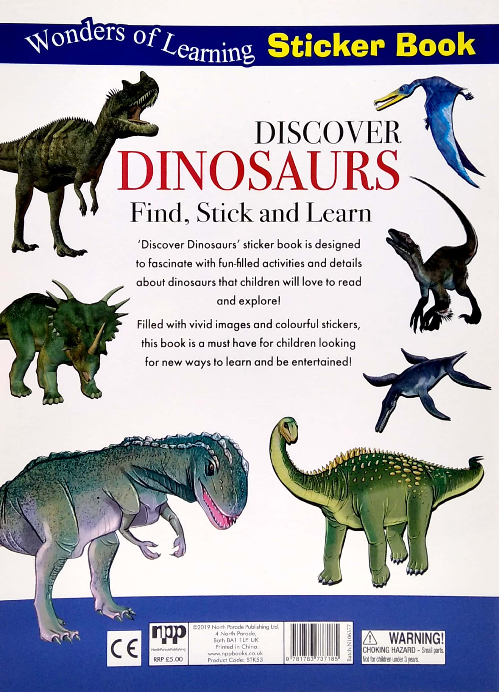 wonders of learning - sticker book - discover dinosaurs