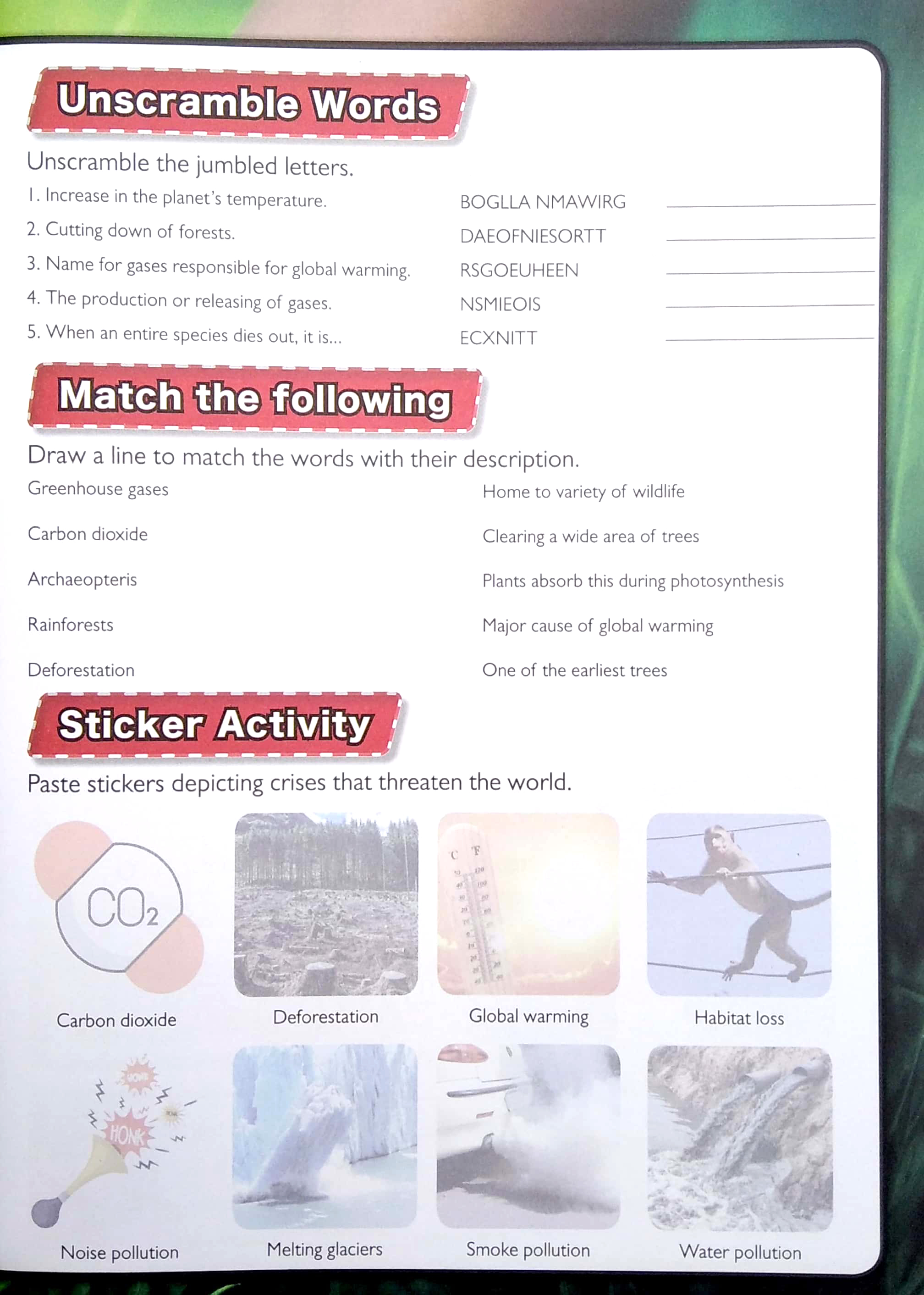 wonders of learning - sticker book - saving planet earth