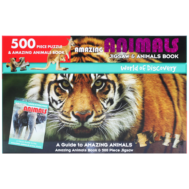 world of discovery - jigsaw & animals book: amazing animals