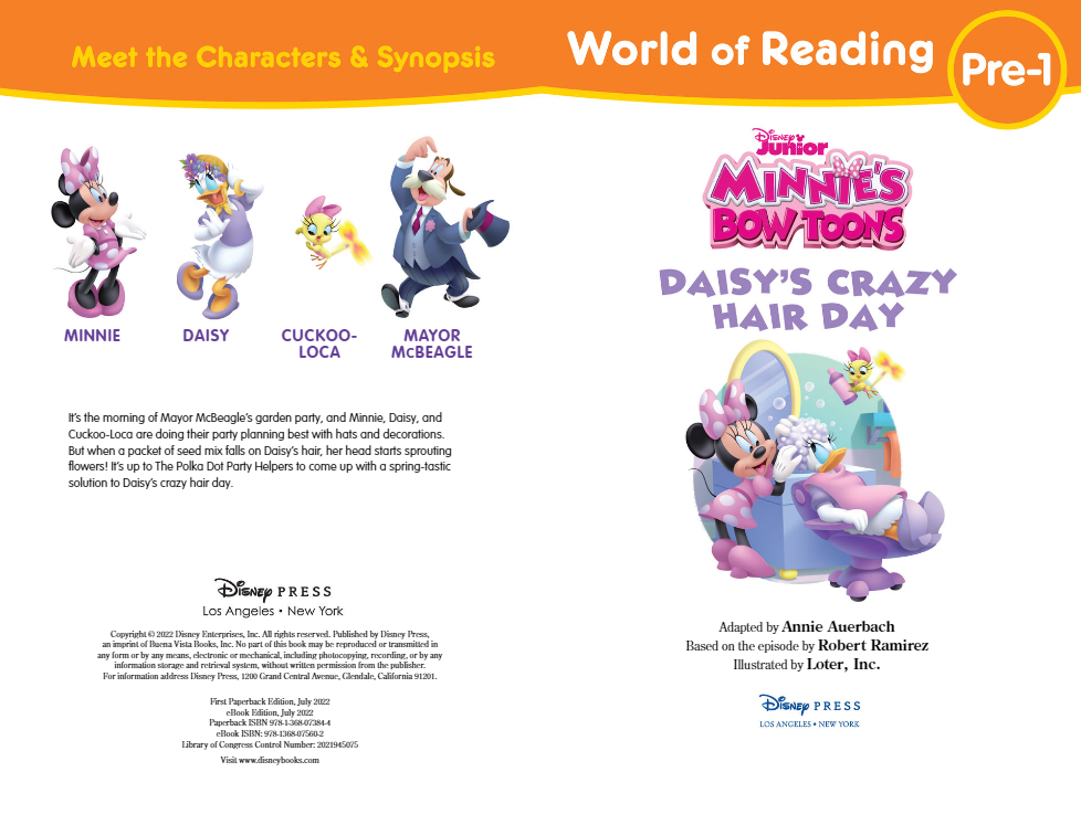 world of reading level pre-1: minnie's bowtoons: daisy's crazy hair day
