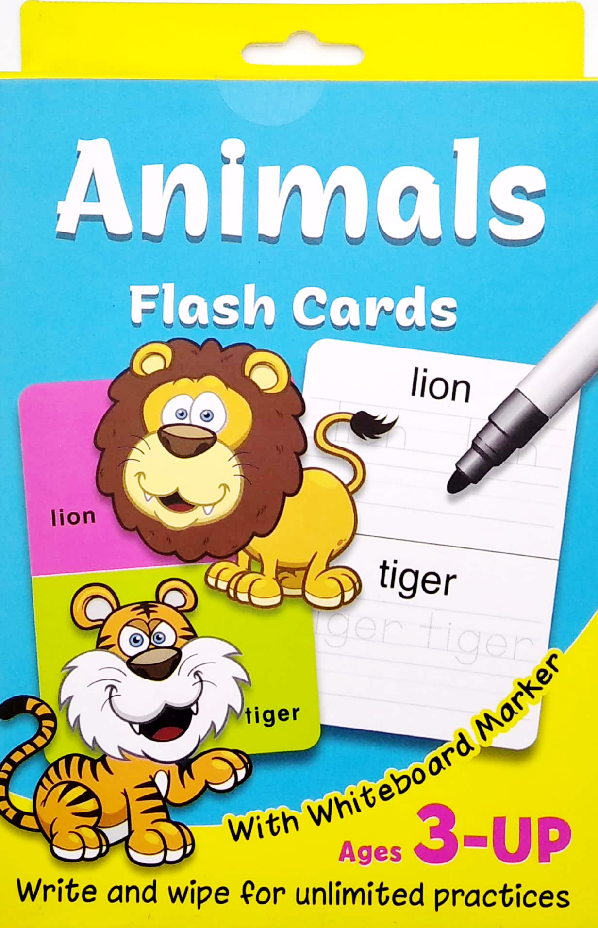 write & wipe flash cards - animals