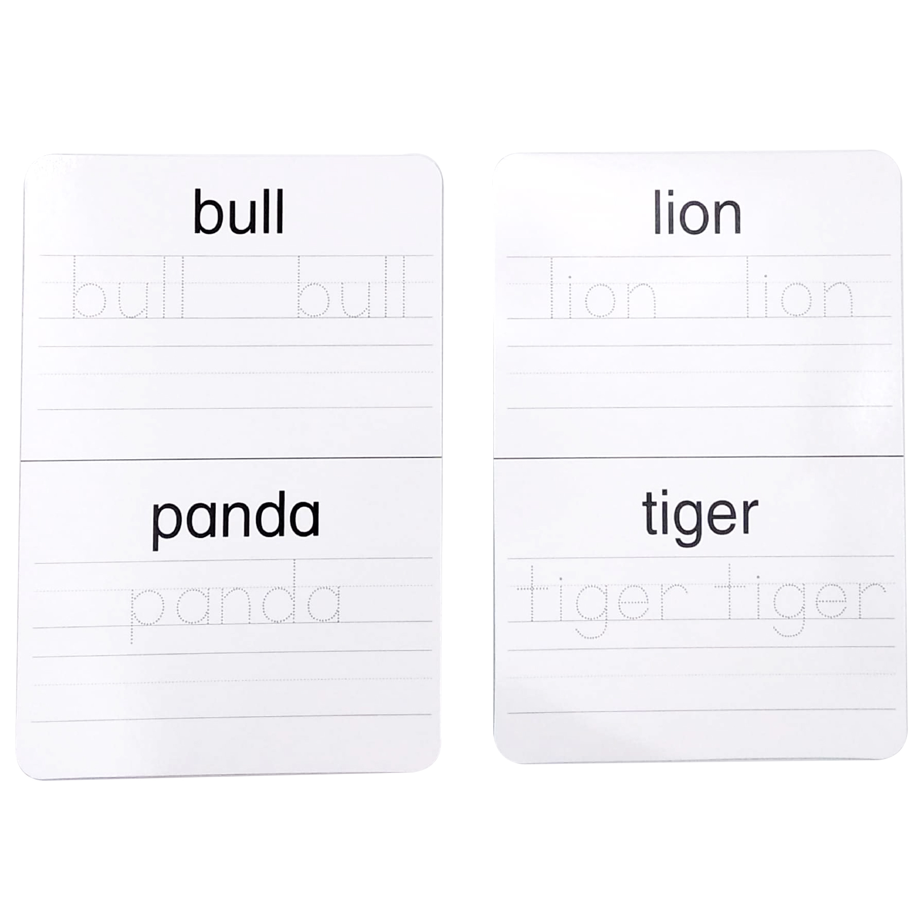 write & wipe flash cards - animals