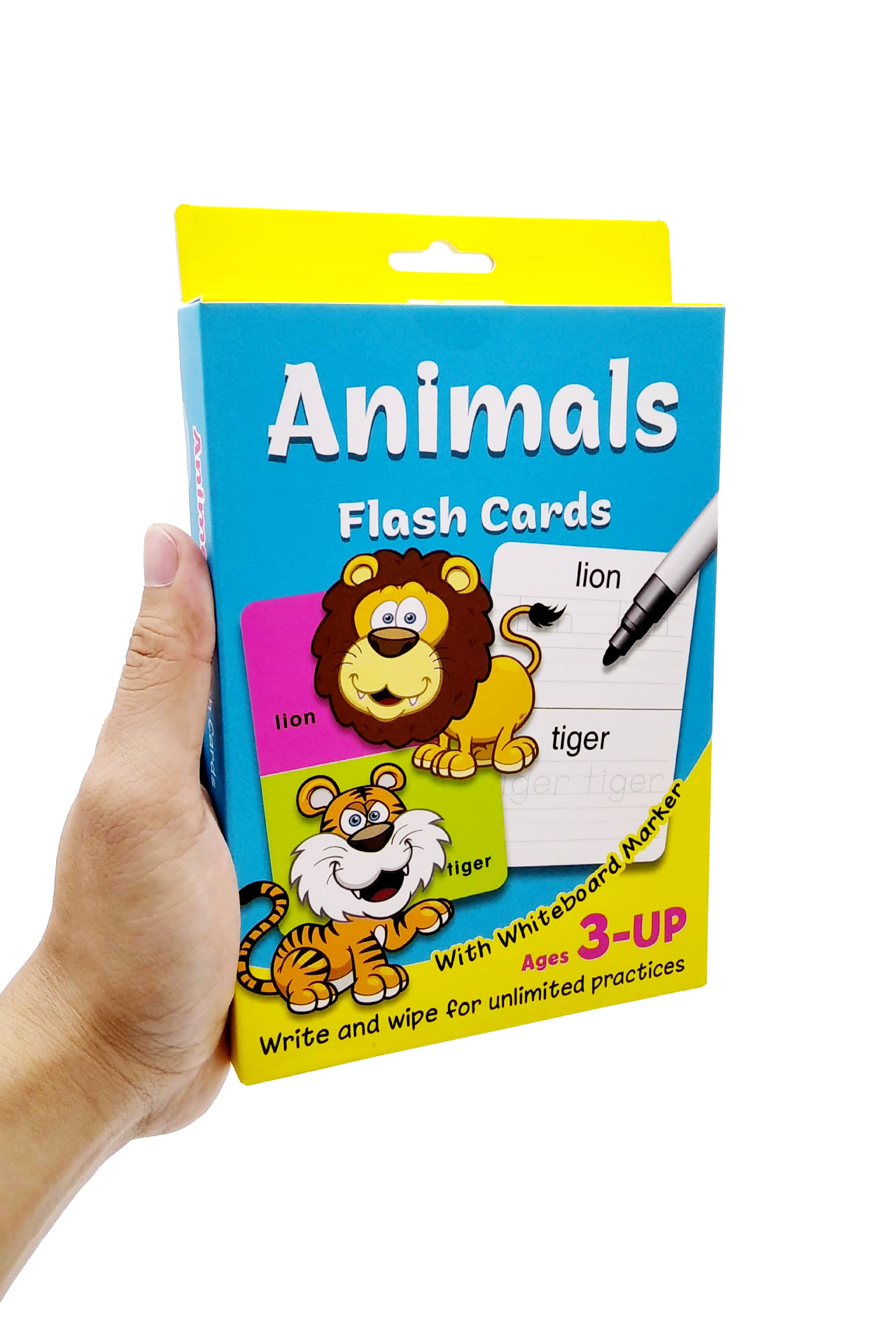 write & wipe flash cards - animals