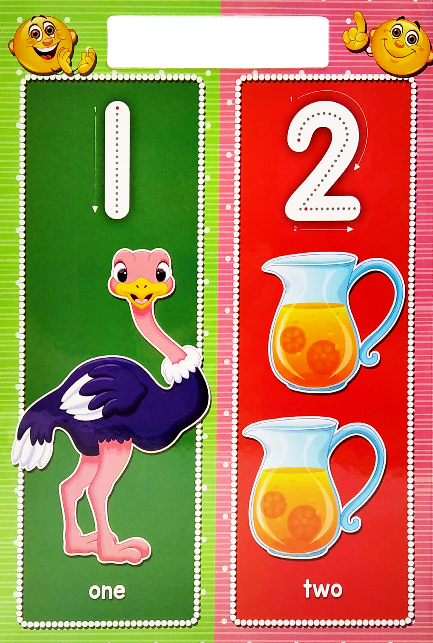 writing practice: numbers, shapes and colours