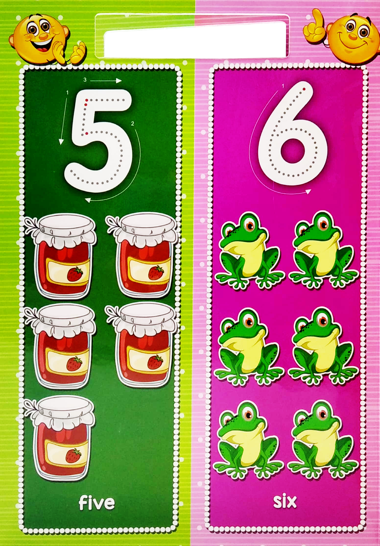 writing practice: numbers, shapes and colours