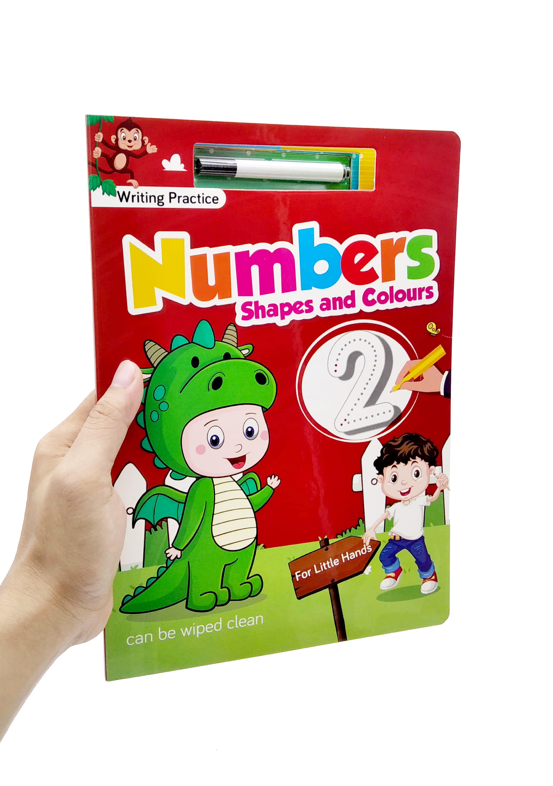 writing practice: numbers, shapes and colours