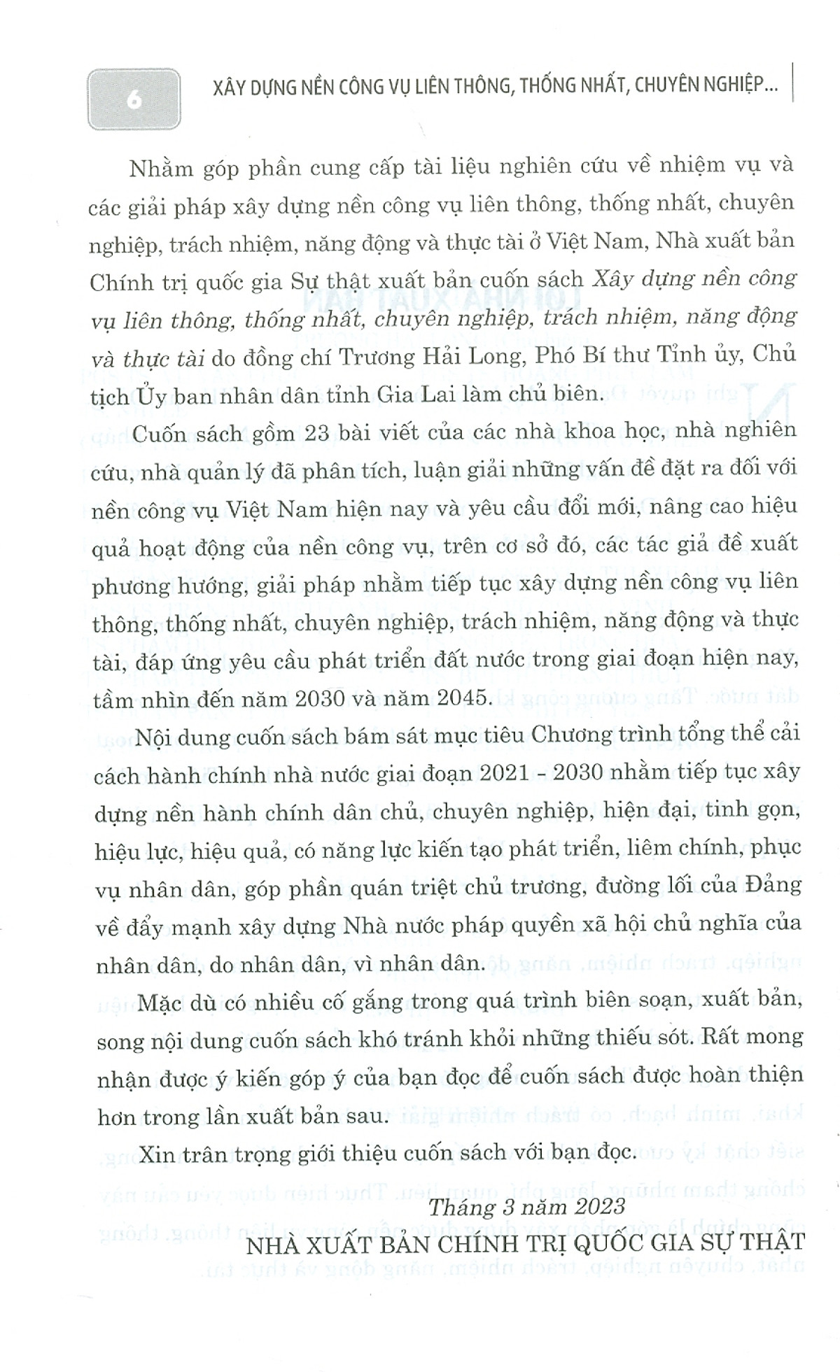 xây dựng nền công vụ liên thông, thống nhất, chuyên nghiệp, trách nhiệm, năng động và thực tài