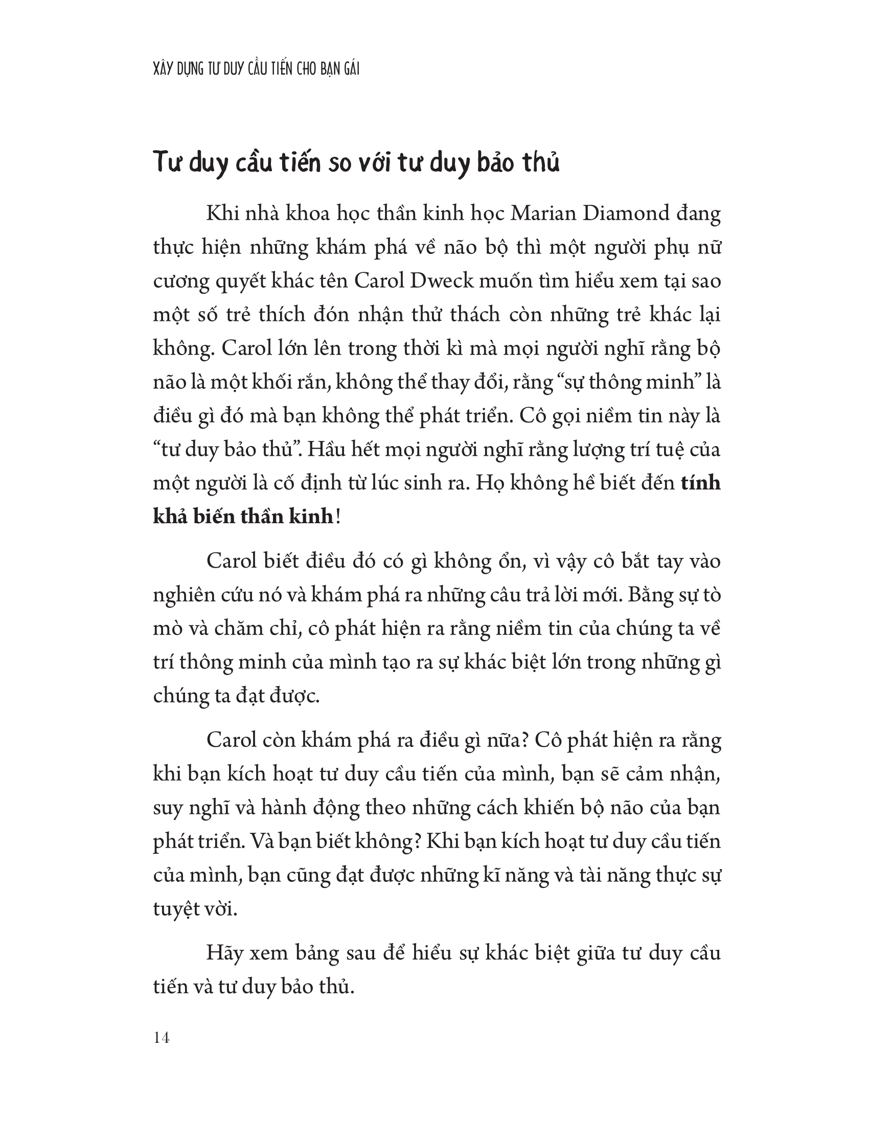xây dựng tư duy cầu tiến cho bạn gái