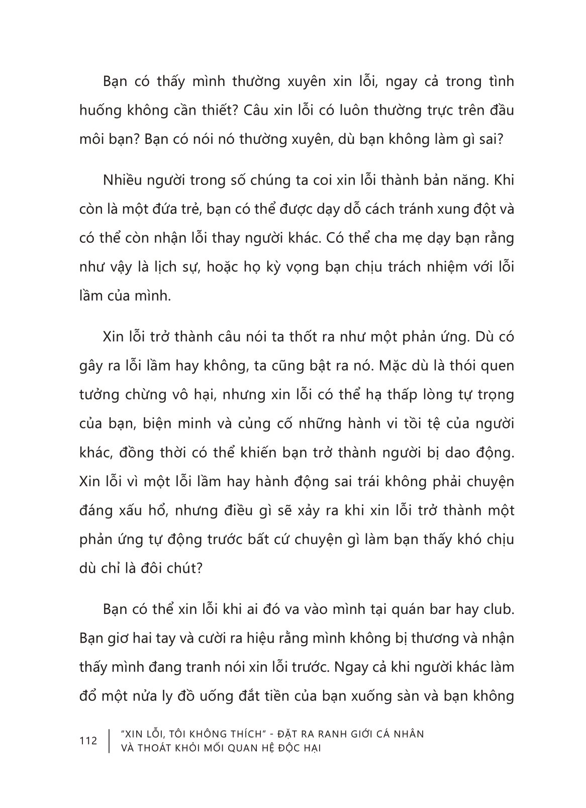 “xin lỗi, tôi không thích” - đặt ra ranh giới cá nhân và thoát khỏi mối quan hệ độc hại