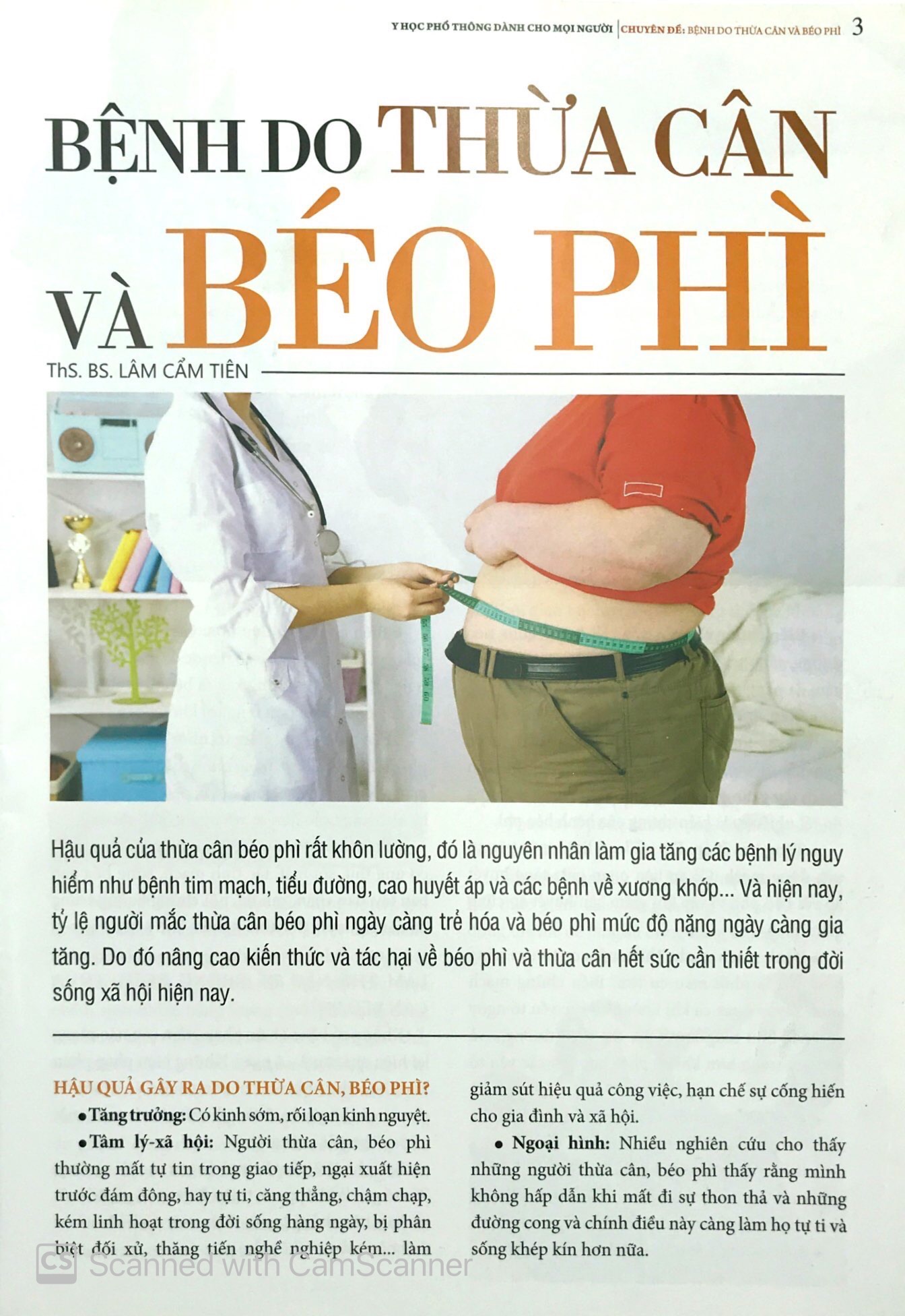 y học phổ thông dành cho mọi người - chuyên đề: bệnh do thừa cân và béo phì