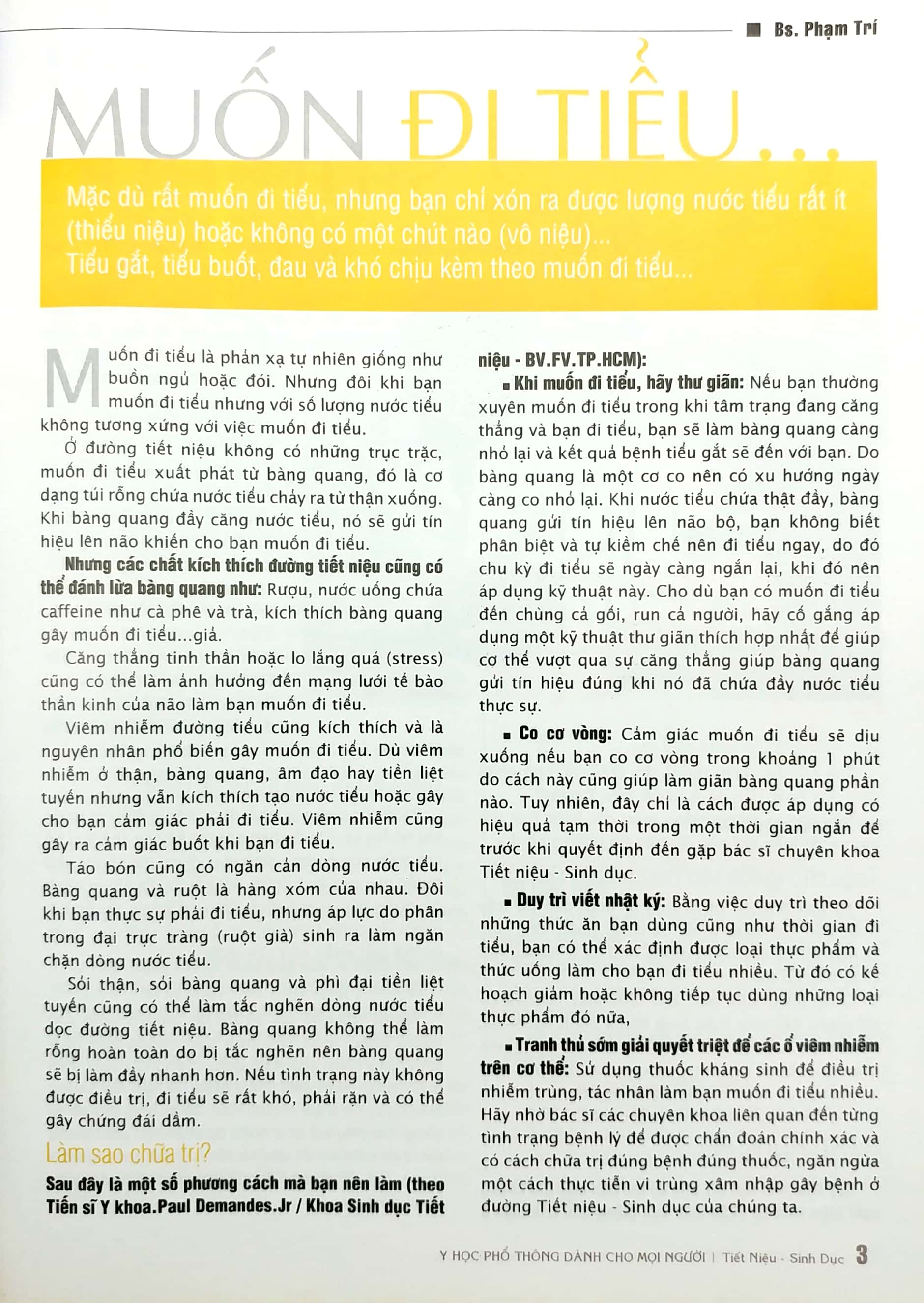 y học phổ thông dành cho mọi người - chuyên đề: bệnh tiết niệu sinh dục