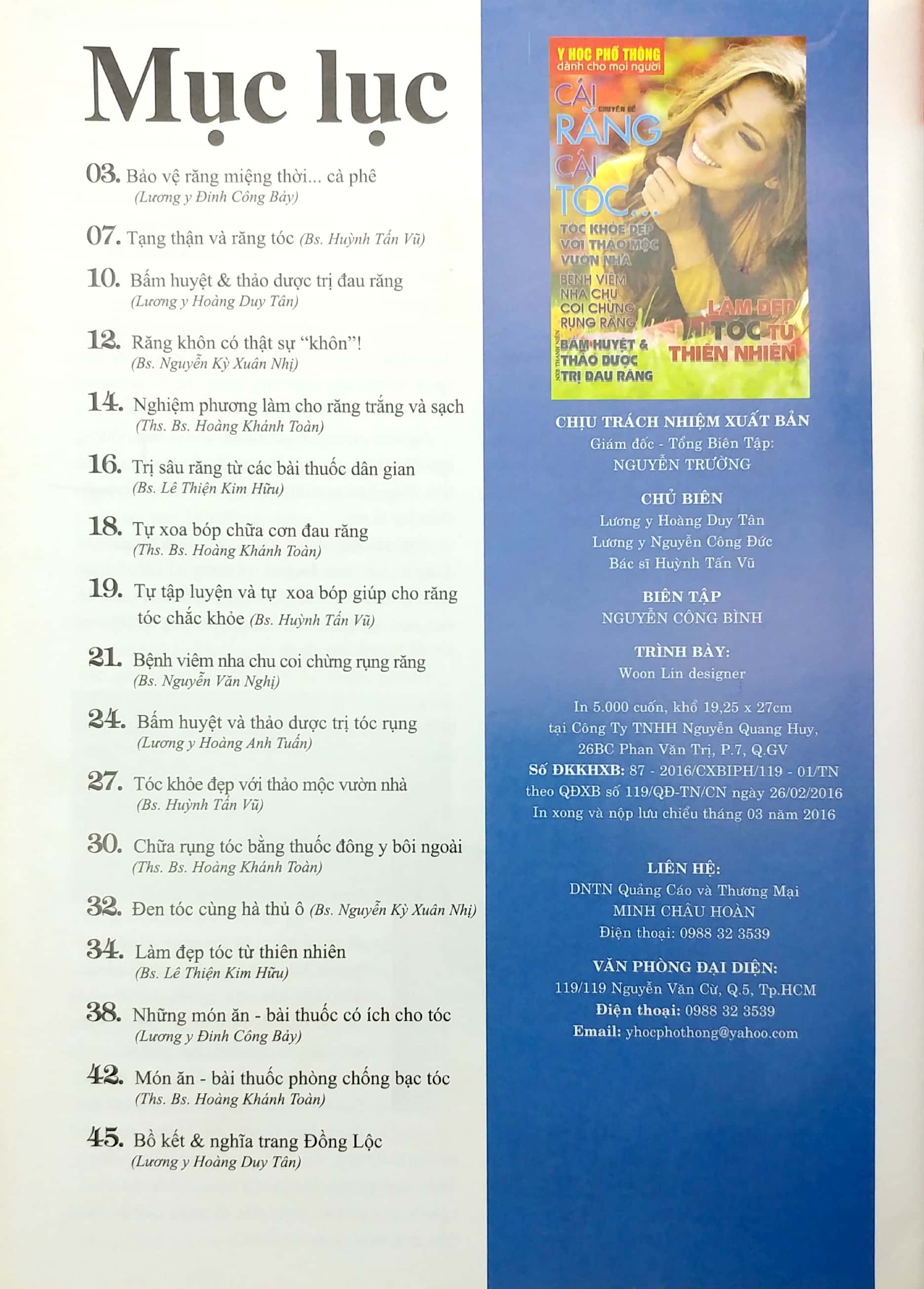 y học phổ thông dành cho mọi người - chuyên đề: cái răng cái tóc...