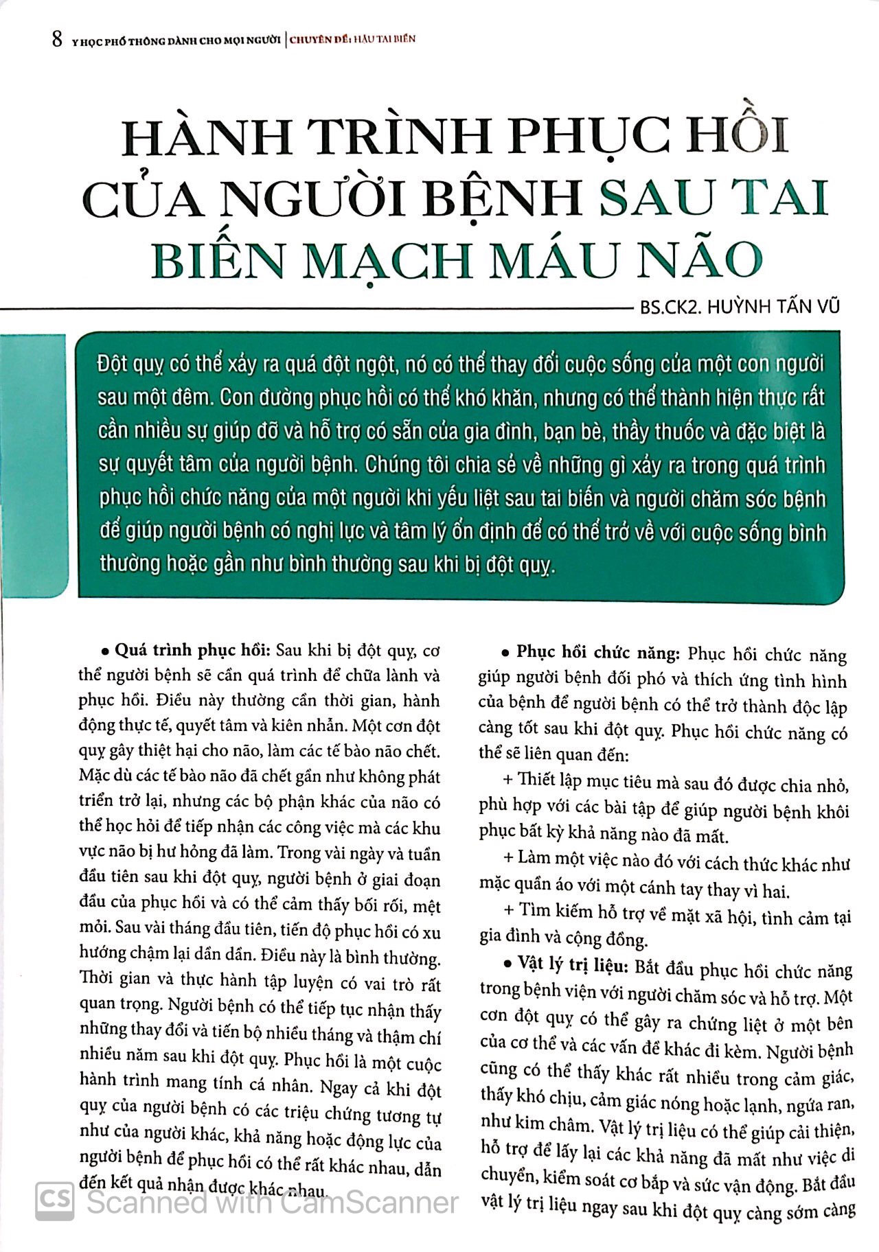 y học phổ thông dành cho mọi người - chuyên đề: hậu tai biến