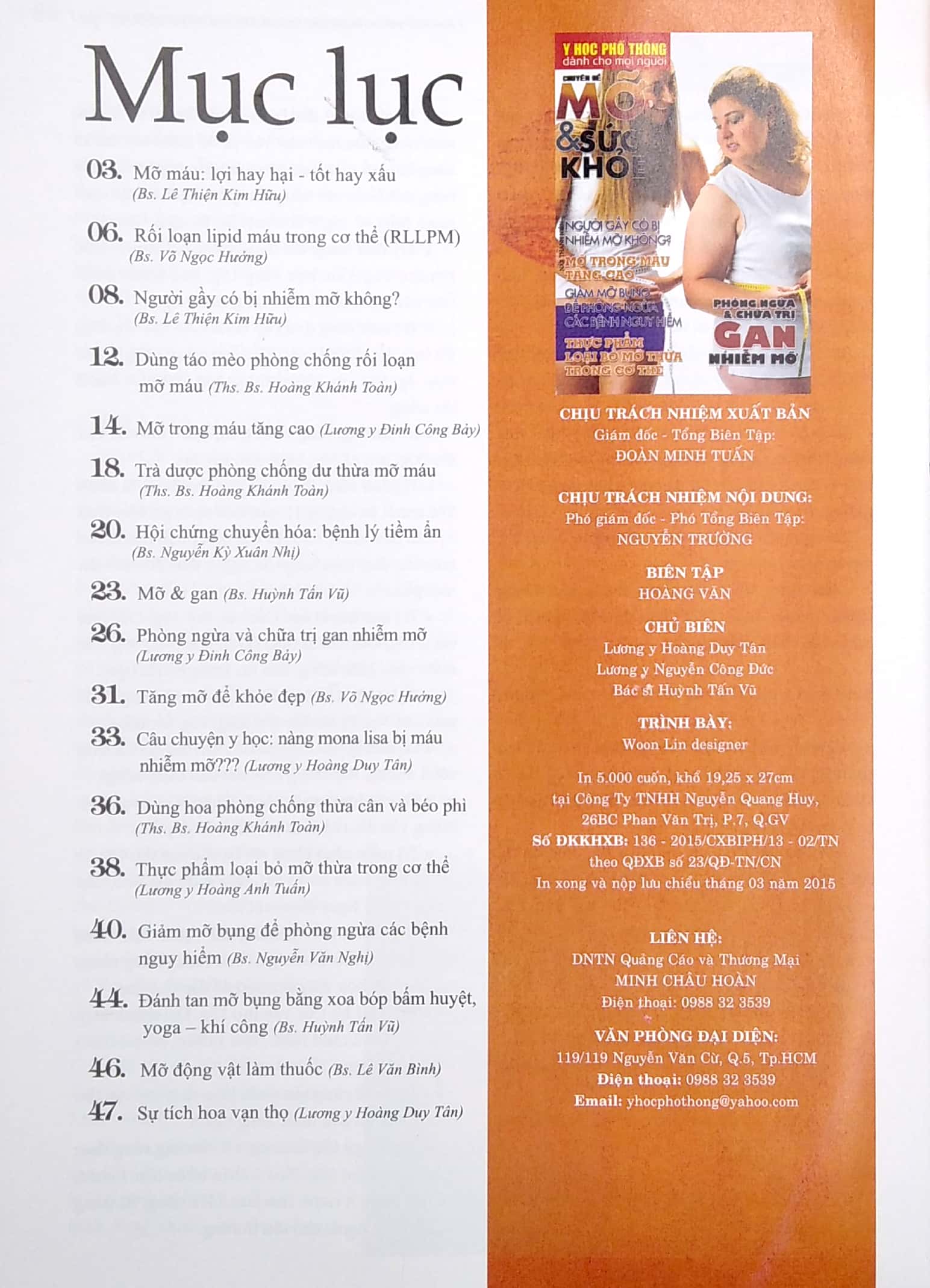 y học phổ thông dành cho mọi người - chuyên đề: mỡ và sức khỏe