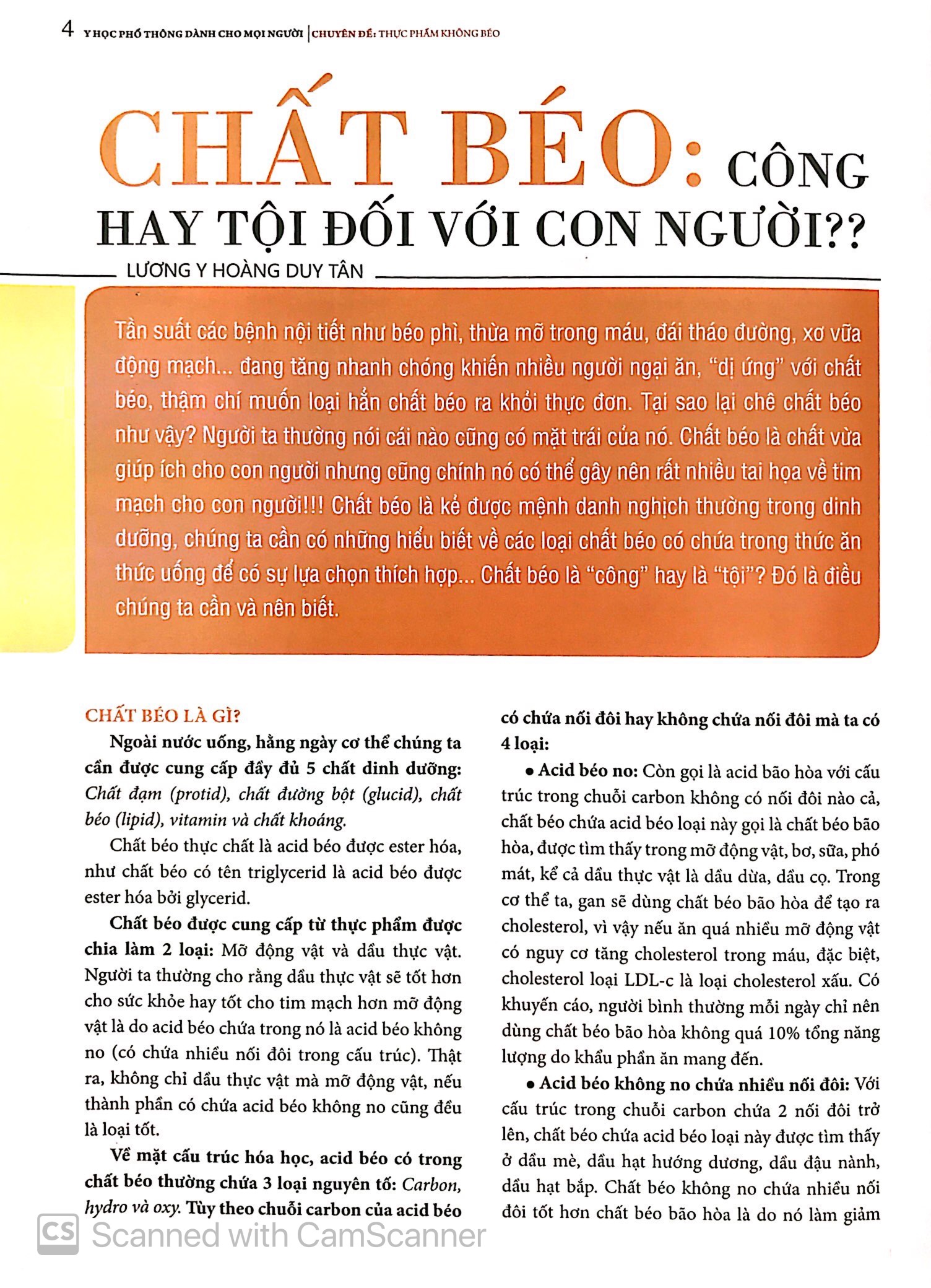 y học phổ thông dành cho mọi người - chuyên đề: thực phẩm không béo