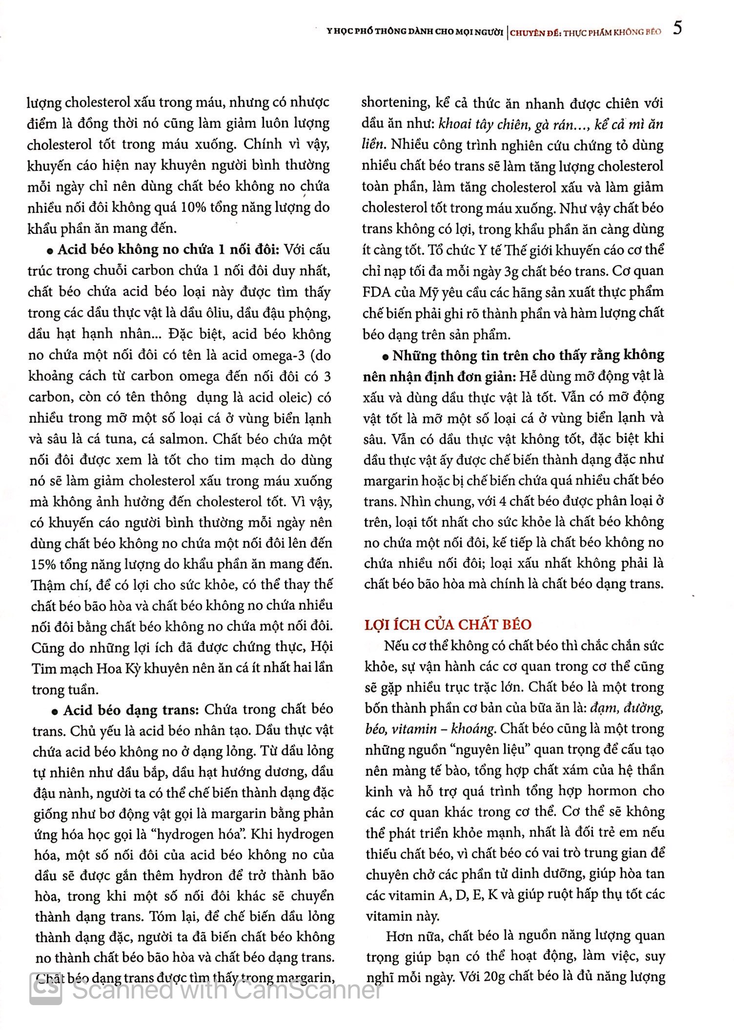 y học phổ thông dành cho mọi người - chuyên đề: thực phẩm không béo