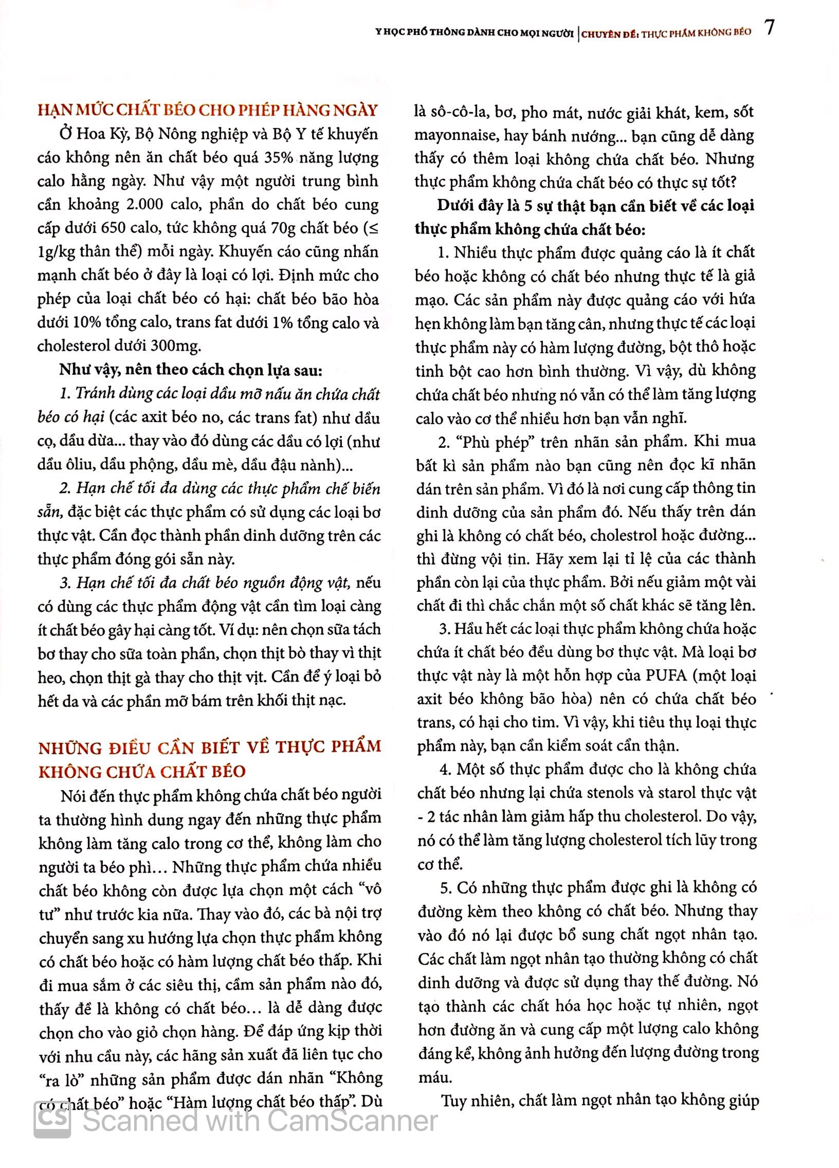 y học phổ thông dành cho mọi người - chuyên đề: thực phẩm không béo