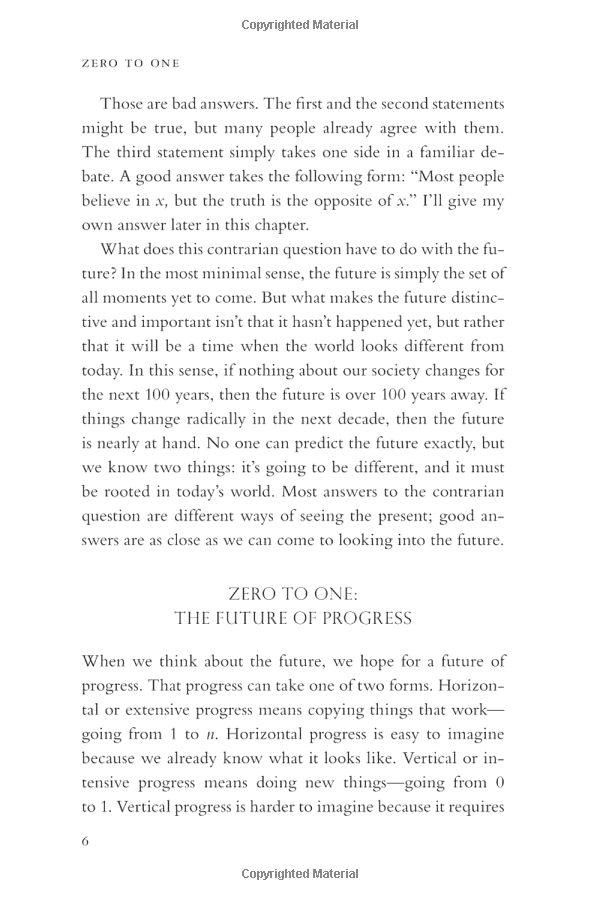 zero to one : notes on start ups, or how to build the future