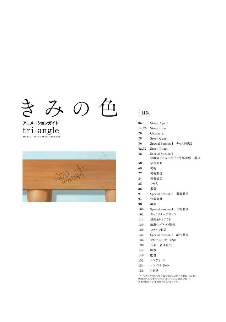 きみの色 アニメーションガイド tri-angle - the colors within (kimi no iro) animation guidebook: tri-angle