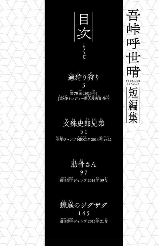 吾峠呼世晴短編集 (ジャンプコミックスdigital) waretouge ko yo hare tan henshuu